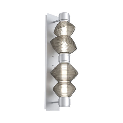 Mesa Mandrel Double LED Wall Light in Classic Silver/Smoke Blown Glass.