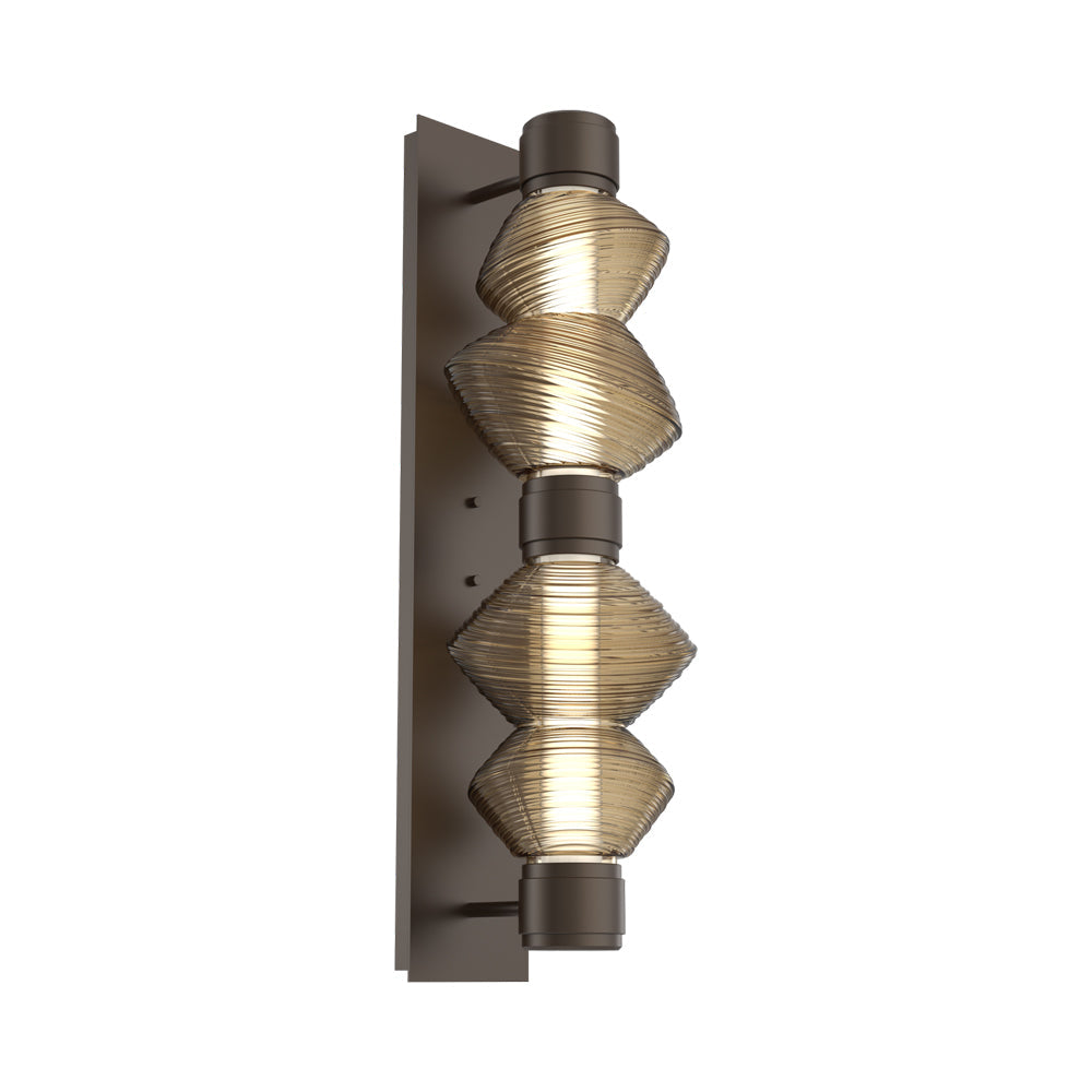 Mesa Mandrel Double LED Wall Light in Flat Bronze/Bronze Blown Glass.