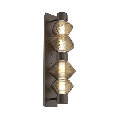 Mesa Mandrel Double LED Wall Light in Flat Bronze/Bronze Blown Glass.