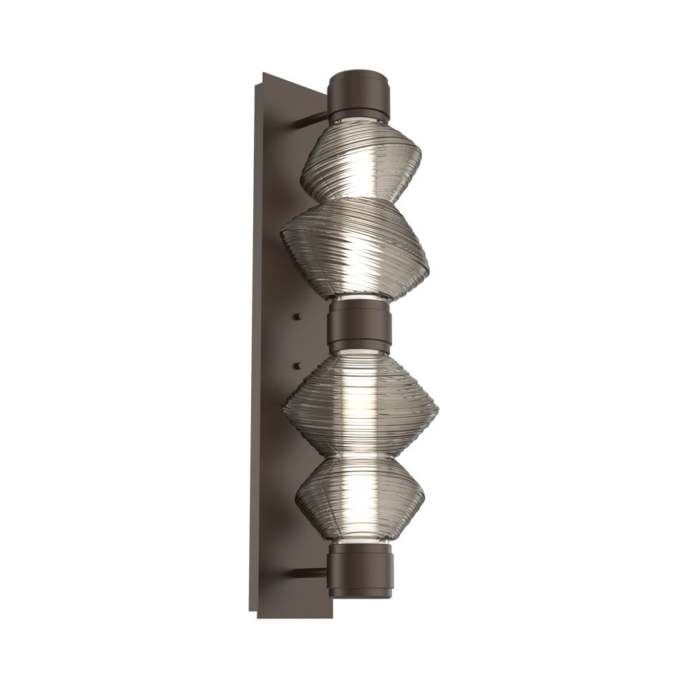 Mesa Mandrel Double LED Wall Light in Flat Bronze/Smoke Blown Glass.