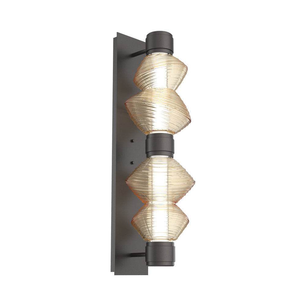 Mesa Mandrel Double LED Wall Light in Graphite/Amber Blown Glass.
