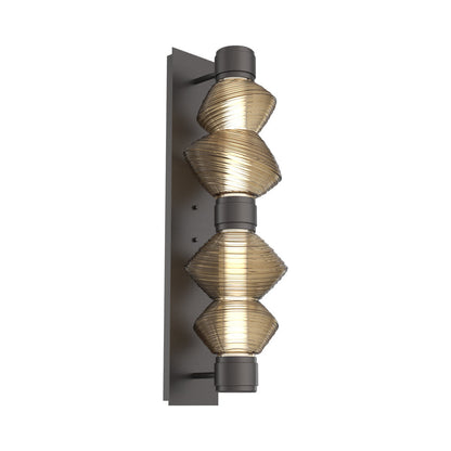 Mesa Mandrel Double LED Wall Light in Graphite/Bronze Blown Glass.