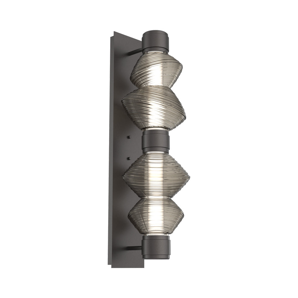 Mesa Mandrel Double LED Wall Light in Graphite/Smoke Blown Glass.