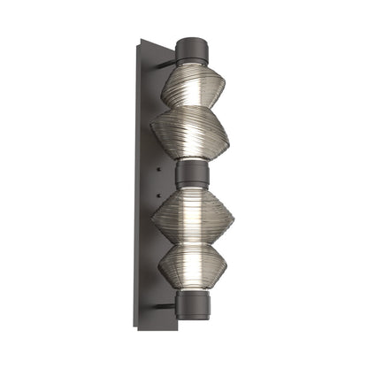 Mesa Mandrel Double LED Wall Light in Graphite/Smoke Blown Glass.