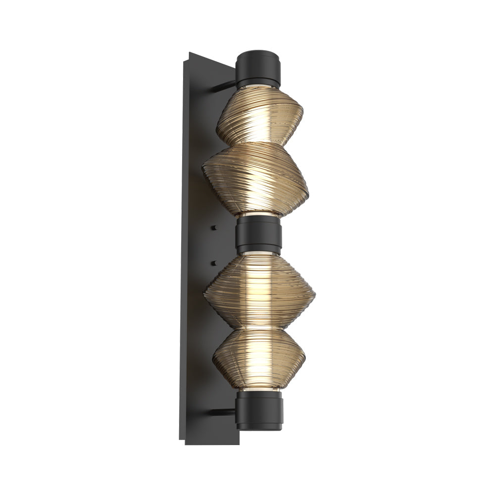 Mesa Mandrel Double LED Wall Light in Matte Black/Bronze Blown Glass.