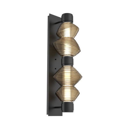 Mesa Mandrel Double LED Wall Light in Matte Black/Bronze Blown Glass.