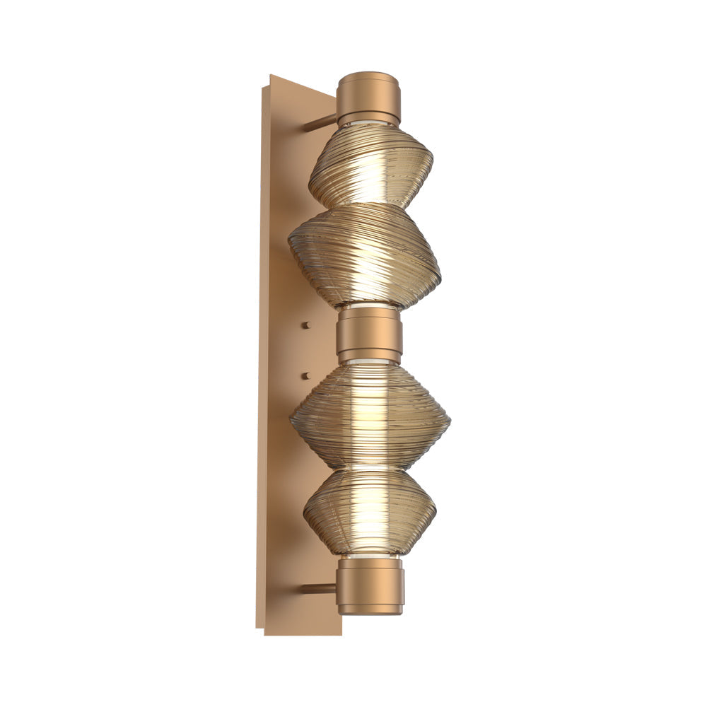 Mesa Mandrel Double LED Wall Light in Novel Brass/Bronze Blown Glass.