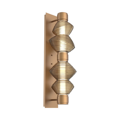 Mesa Mandrel Double LED Wall Light in Novel Brass/Bronze Blown Glass.