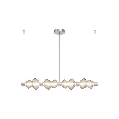 Mesa Mandrel Linear LED Chandelier in Beige Silver/Amber Blown Glass (53.3-Inch).