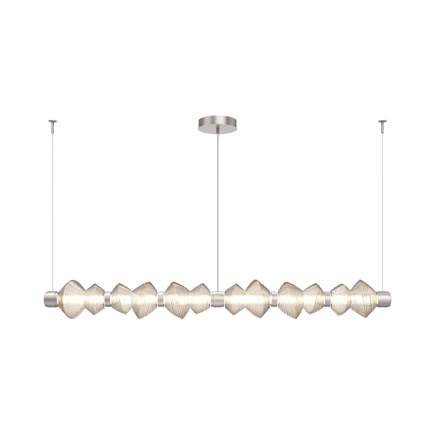 Mesa Mandrel Linear LED Chandelier in Beige Silver/Amber Blown Glass (72.6-Inch).