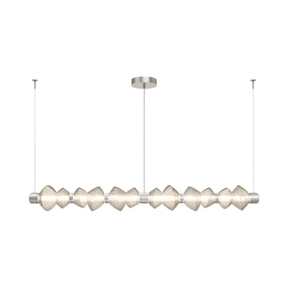 Mesa Mandrel Linear LED Chandelier in Beige Silver/Amber Blown Glass (72.6-Inch).