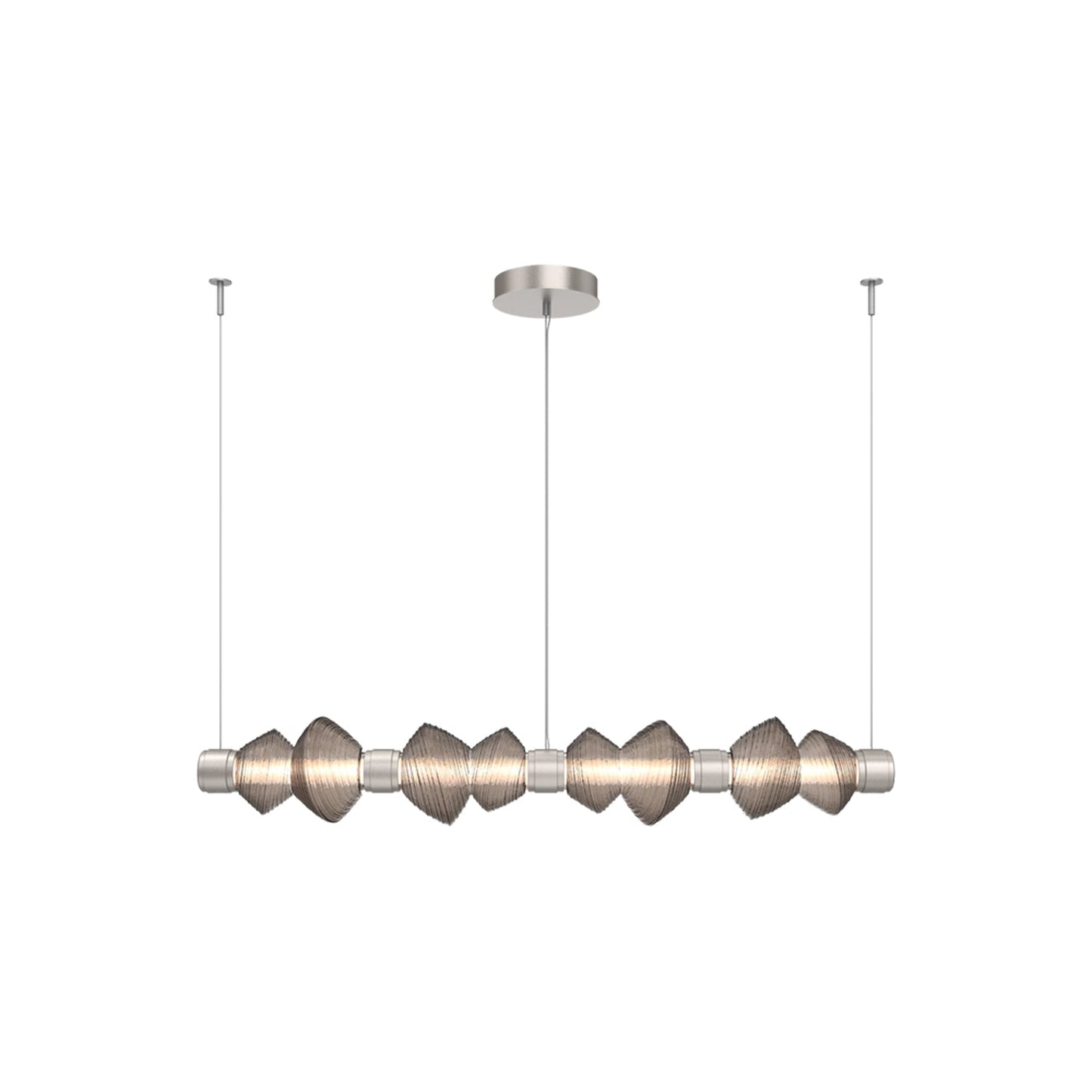 Mesa Mandrel Linear LED Chandelier in Beige Silver/Bronze Blown Glass (53.3-Inch).