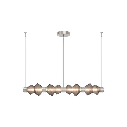 Mesa Mandrel Linear LED Chandelier in Beige Silver/Bronze Blown Glass (53.3-Inch).