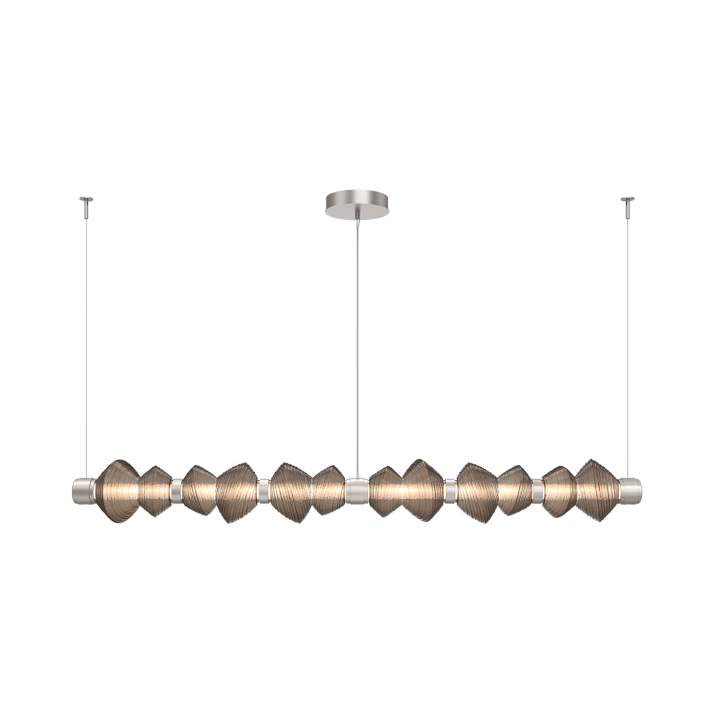 Mesa Mandrel Linear LED Chandelier in Beige Silver/Bronze Blown Glass (72.6-Inch).