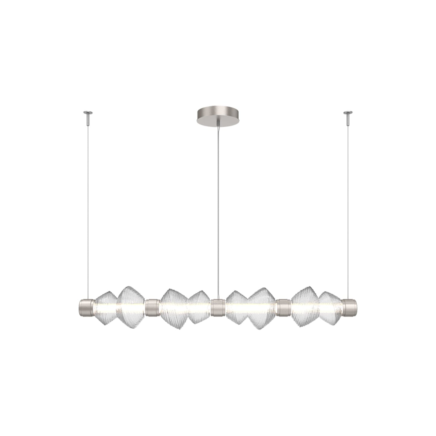 Mesa Mandrel Linear LED Chandelier in Beige Silver/Clear Blown Glass (53.3-Inch).