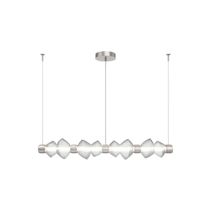 Mesa Mandrel Linear LED Chandelier in Beige Silver/Clear Blown Glass (53.3-Inch).