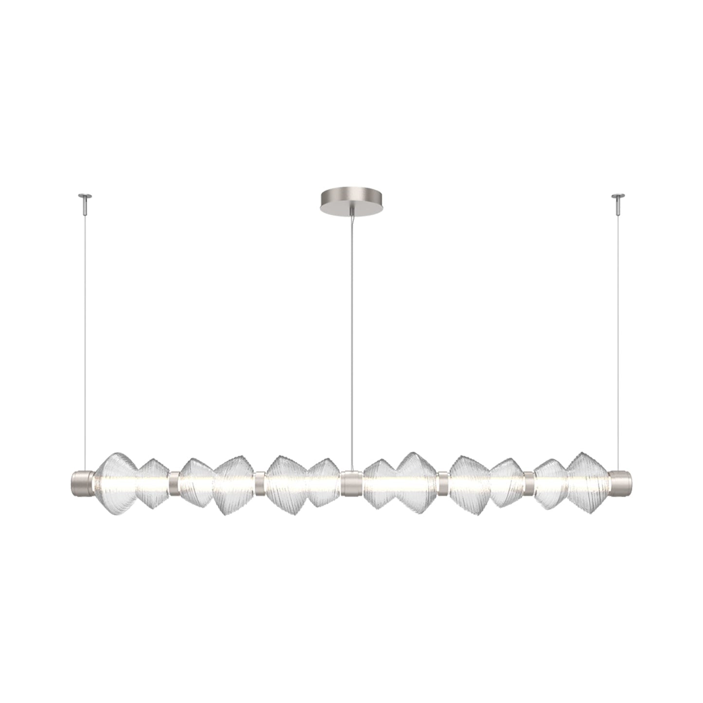 Mesa Mandrel Linear LED Chandelier in Beige Silver/Clear Blown Glass (72.6-Inch).