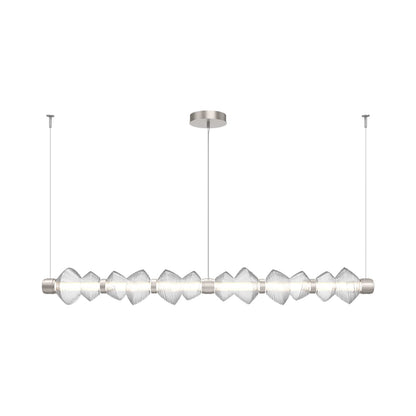 Mesa Mandrel Linear LED Chandelier in Beige Silver/Clear Blown Glass (72.6-Inch).
