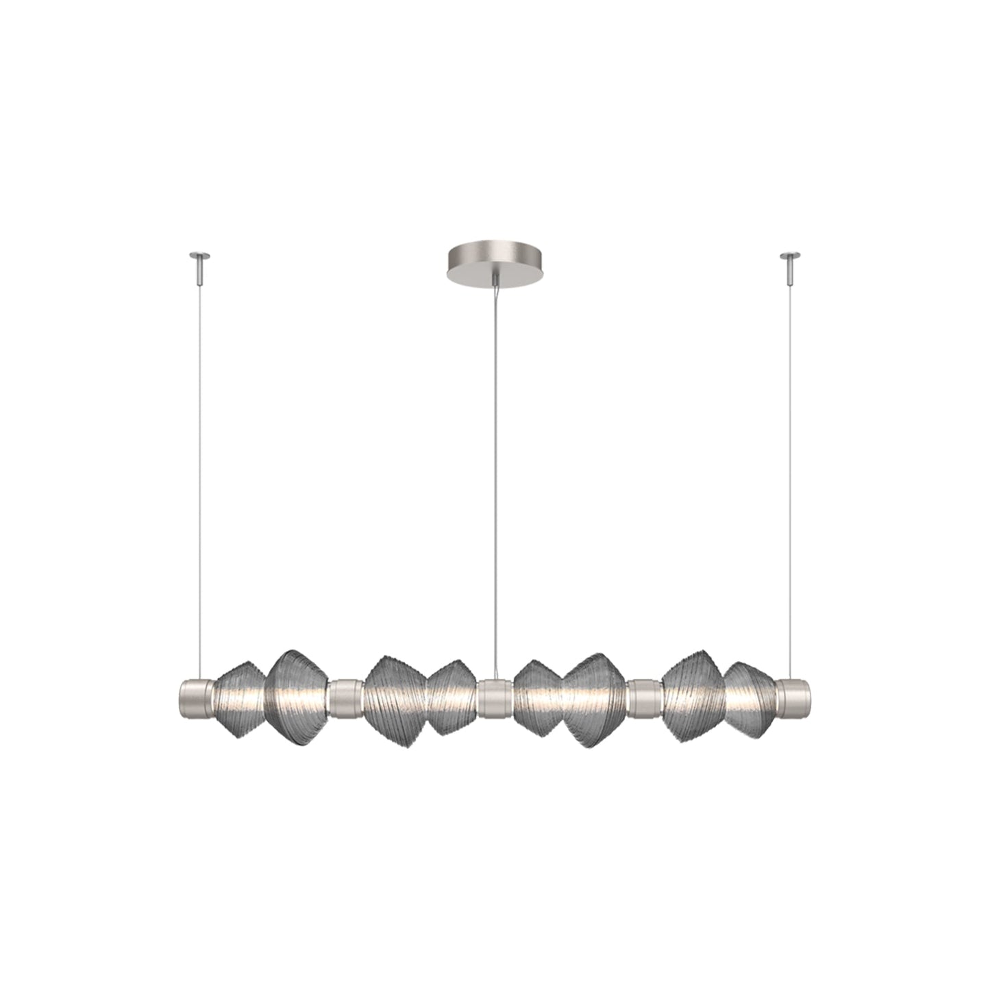 Mesa Mandrel Linear LED Chandelier in Beige Silver/Smoke Blown Glass (53.3-Inch).