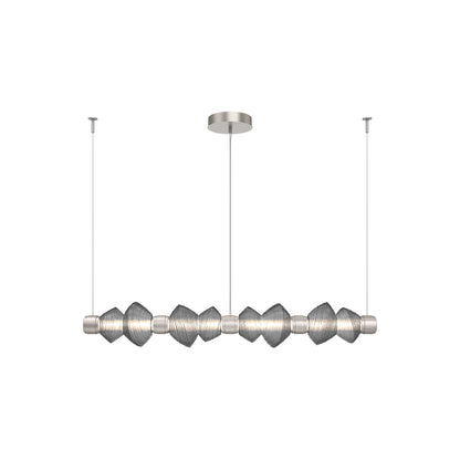 Mesa Mandrel Linear LED Chandelier in Beige Silver/Smoke Blown Glass (53.3-Inch).