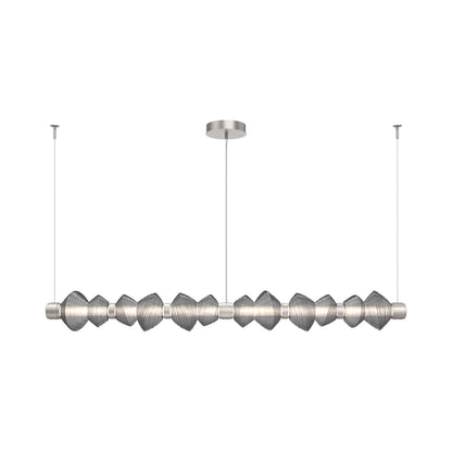 Mesa Mandrel Linear LED Chandelier in Beige Silver/Smoke Blown Glass (72.6-Inch).