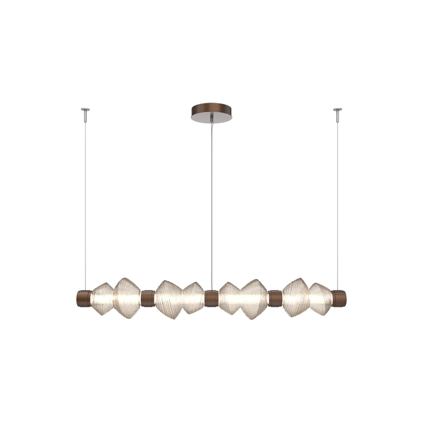 Mesa Mandrel Linear LED Chandelier in Burnished Bronze/Amber Blown Glass (53.3-Inch).