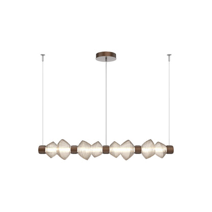 Mesa Mandrel Linear LED Chandelier in Burnished Bronze/Amber Blown Glass (53.3-Inch).