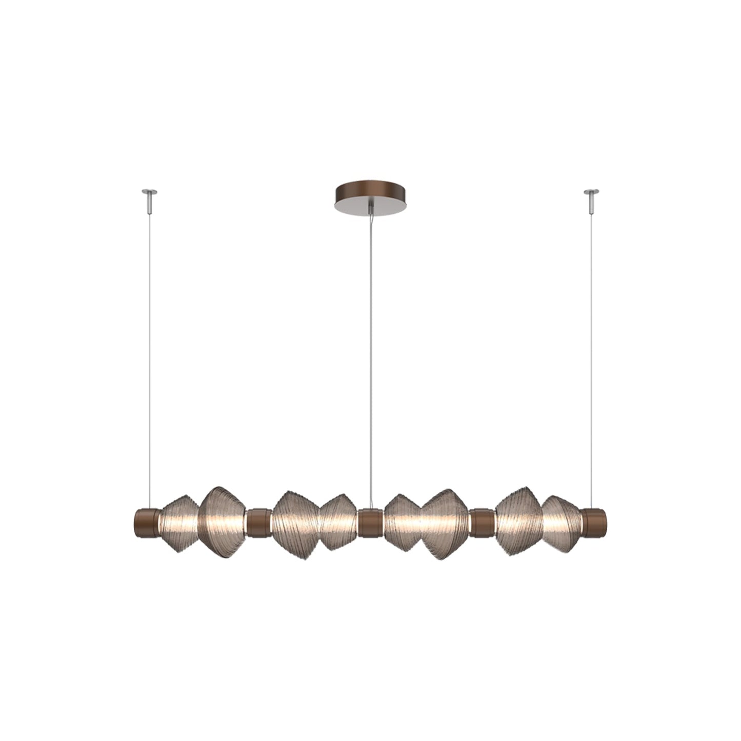 Mesa Mandrel Linear LED Chandelier in Burnished Bronze/Bronze Blown Glass (53.3-Inch).