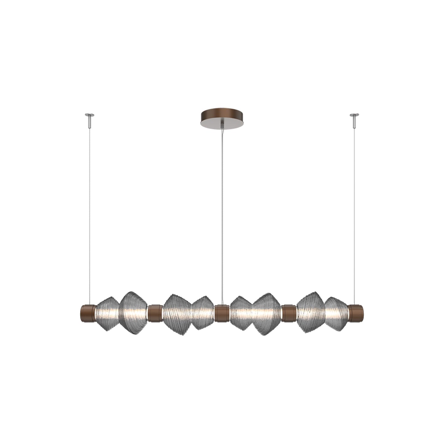Mesa Mandrel Linear LED Chandelier in Burnished Bronze/Smoke Blown Glass (53.3-Inch).