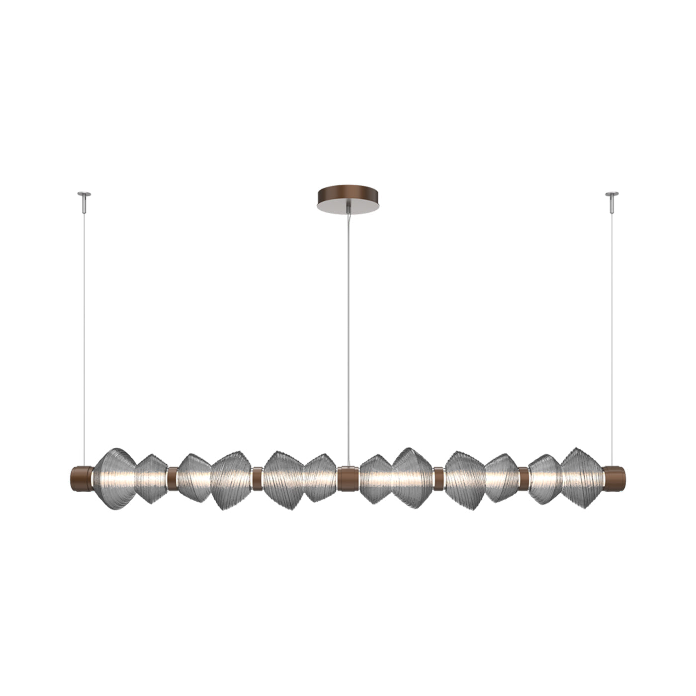 Mesa Mandrel Linear LED Chandelier in Burnished Bronze/Smoke Blown Glass (72.6-Inch).