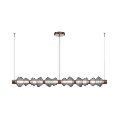 Mesa Mandrel Linear LED Chandelier in Burnished Bronze/Smoke Blown Glass (72.6-Inch).