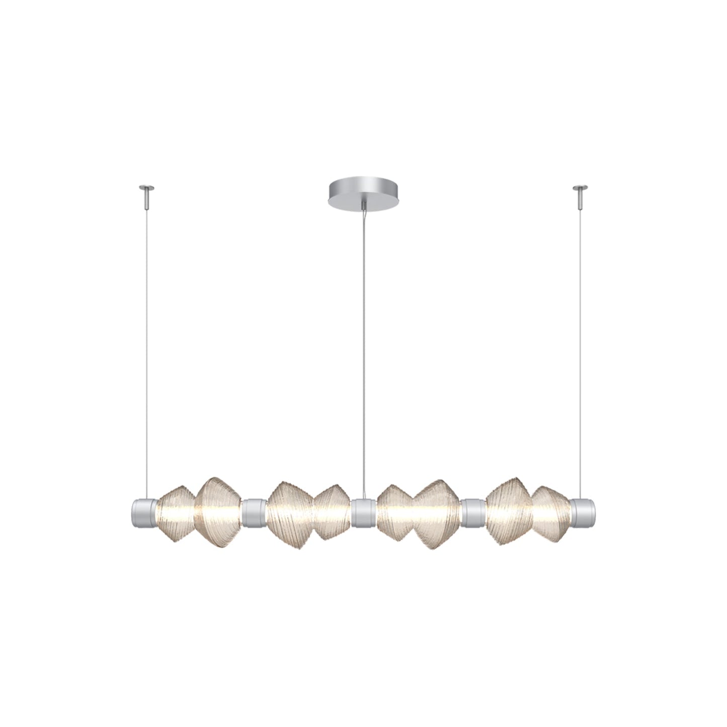 Mesa Mandrel Linear LED Chandelier in Classic Silver/Amber Blown Glass (53.3-Inch).