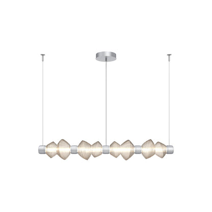 Mesa Mandrel Linear LED Chandelier in Classic Silver/Amber Blown Glass (53.3-Inch).