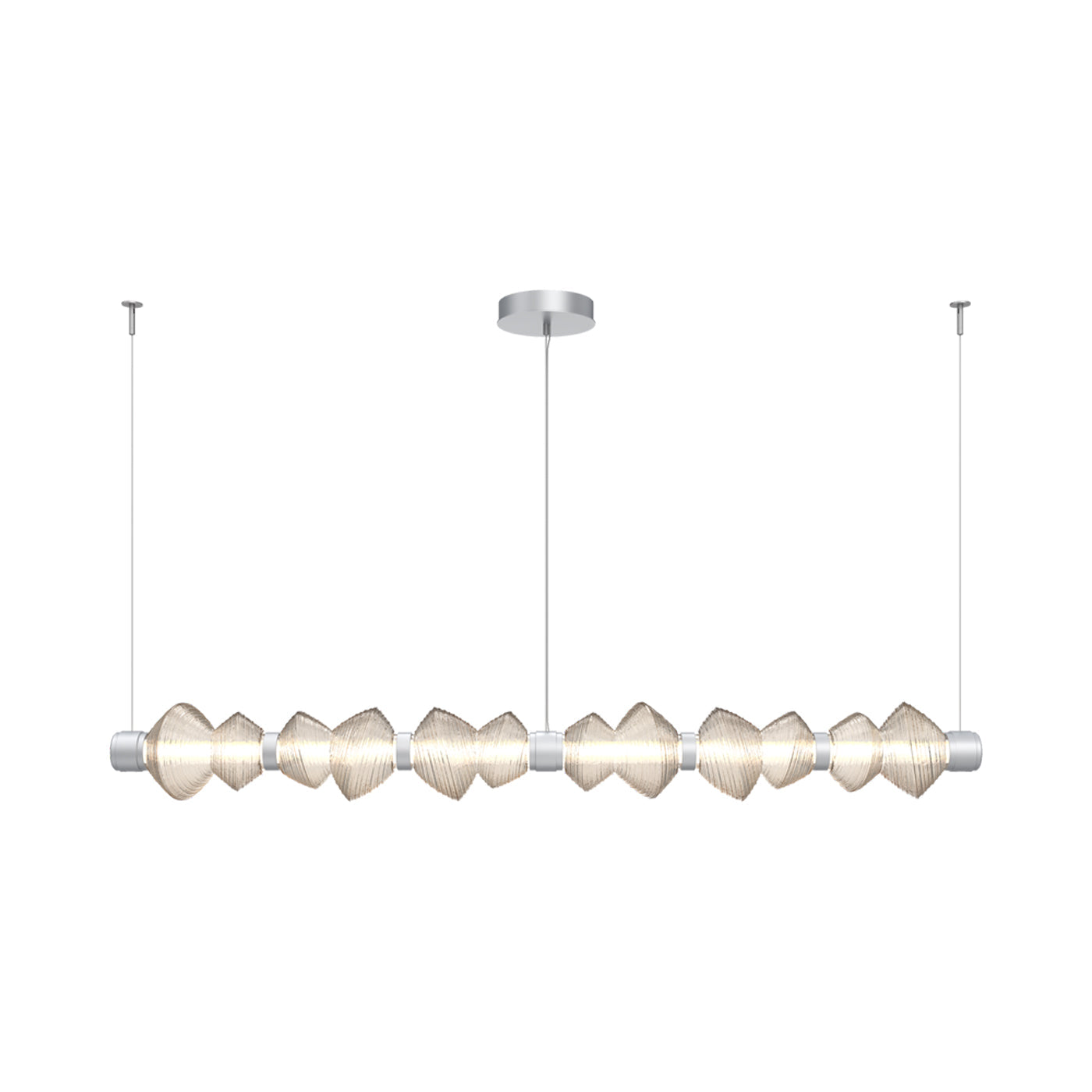 Mesa Mandrel Linear LED Chandelier in Classic Silver/Amber Blown Glass (72.6-Inch).