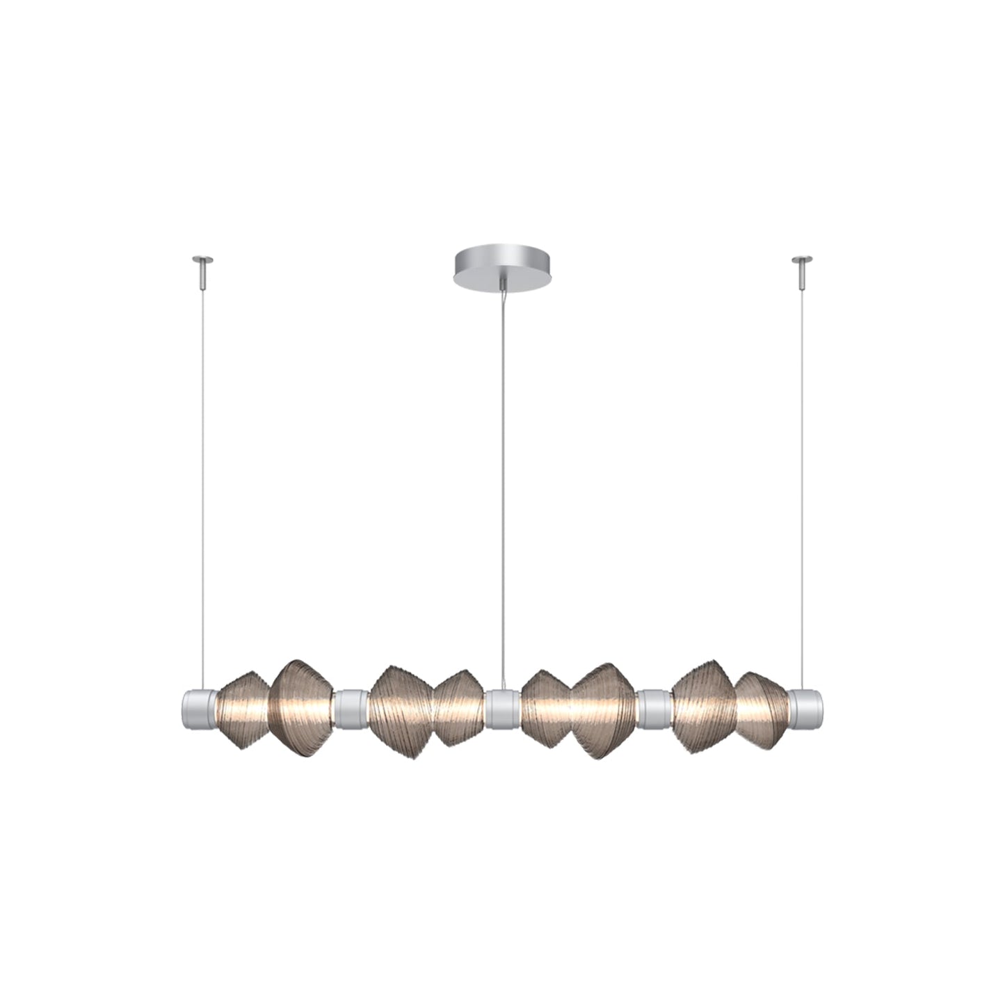 Mesa Mandrel Linear LED Chandelier in Classic Silver/Bronze Blown Glass (53.3-Inch).