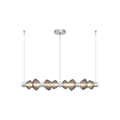 Mesa Mandrel Linear LED Chandelier in Classic Silver/Bronze Blown Glass (53.3-Inch).