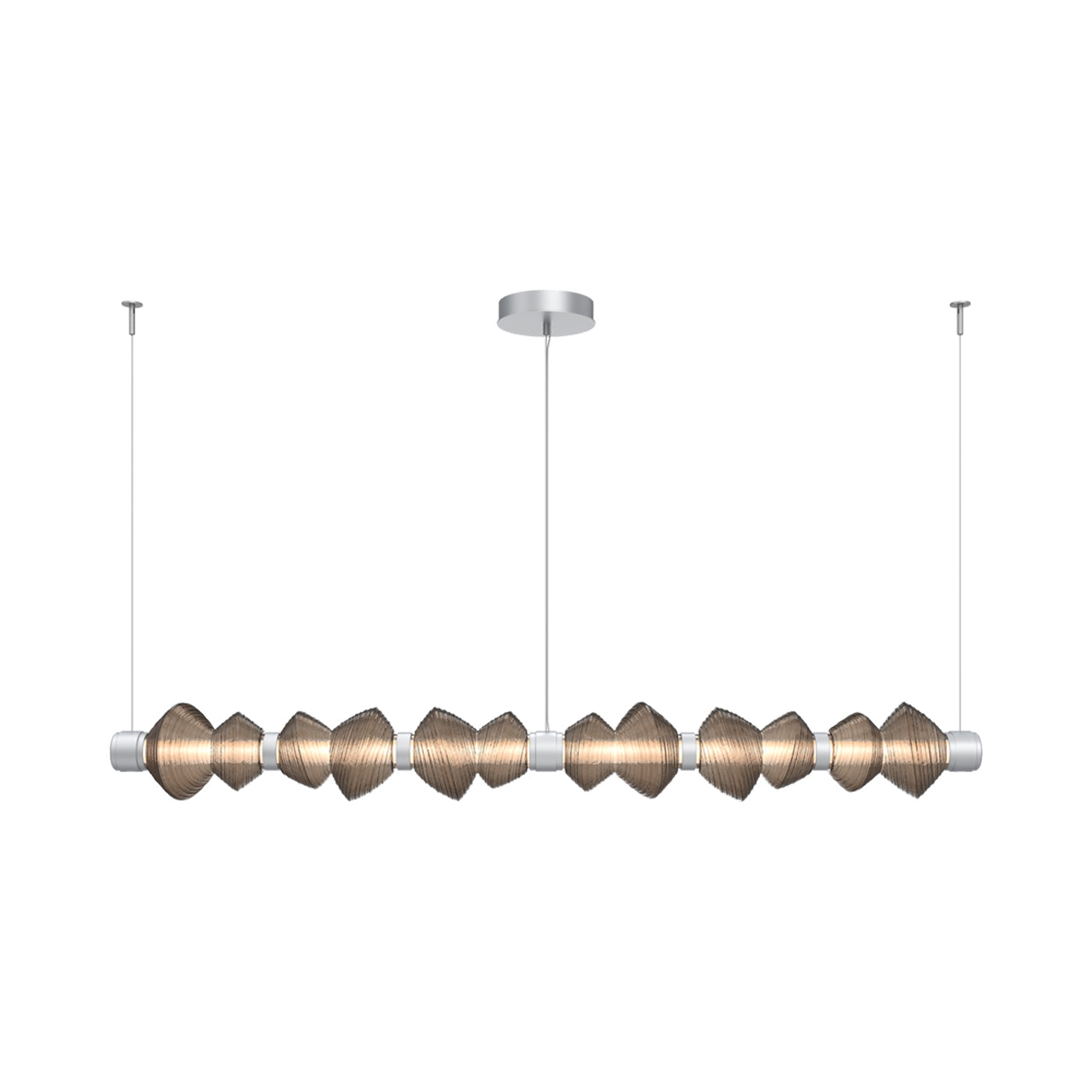 Mesa Mandrel Linear LED Chandelier in Classic Silver/Bronze Blown Glass (72.6-Inch).
