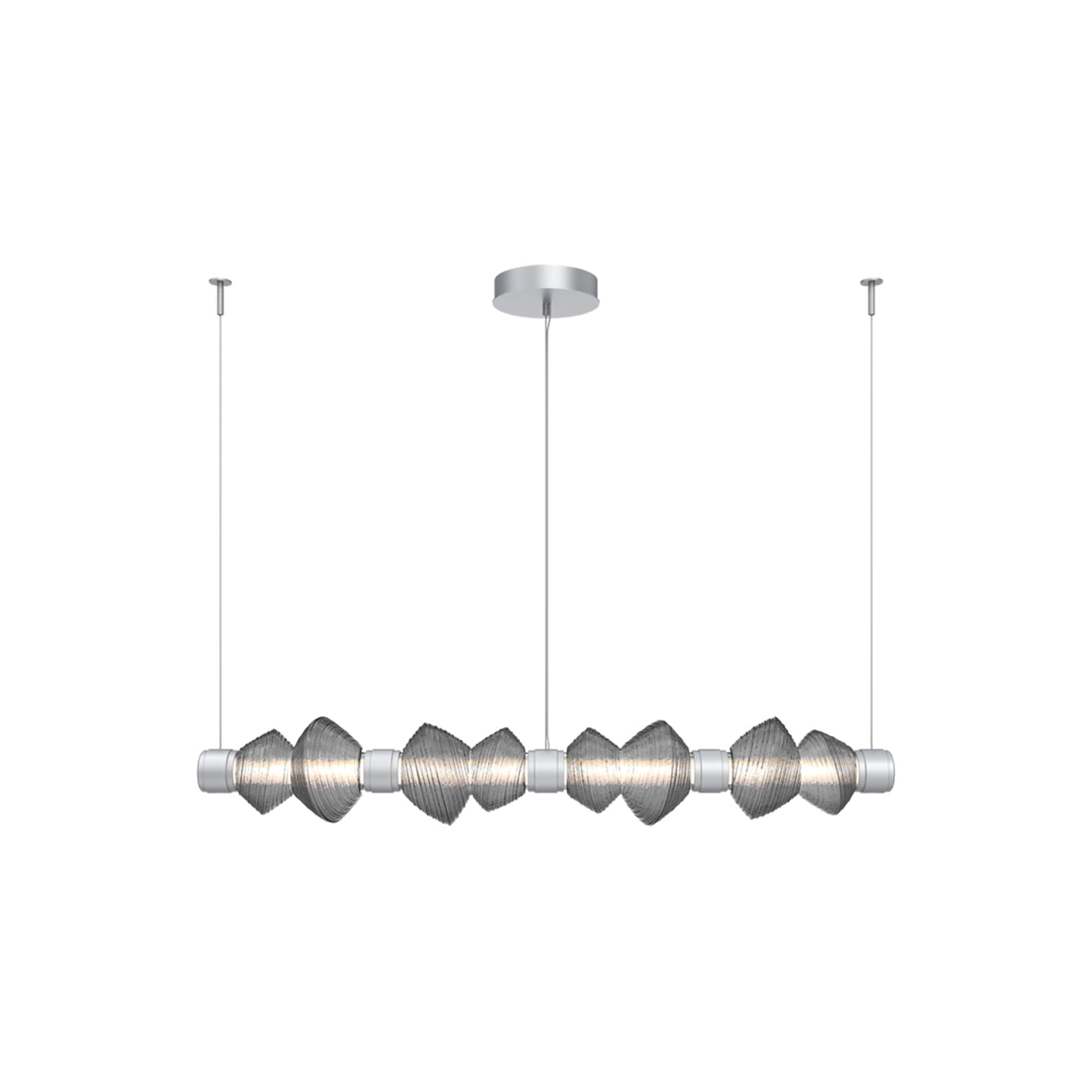 Mesa Mandrel Linear LED Chandelier in Classic Silver/Smoke Blown Glass (53.3-Inch).