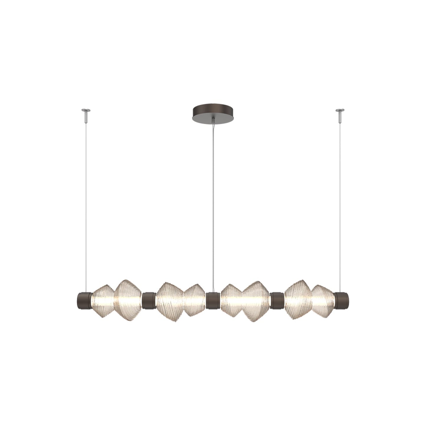 Mesa Mandrel Linear LED Chandelier in Flat Bronze/Amber Blown Glass (53.3-Inch).