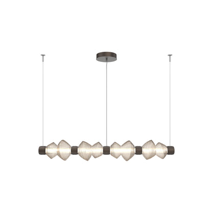 Mesa Mandrel Linear LED Chandelier in Flat Bronze/Amber Blown Glass (53.3-Inch).