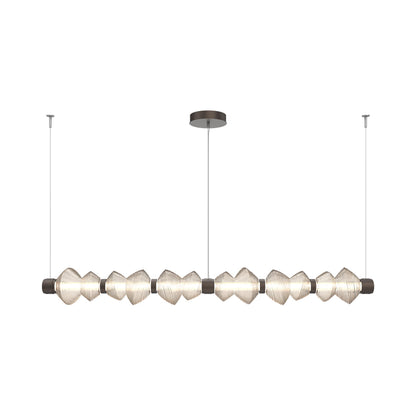 Mesa Mandrel Linear LED Chandelier in Flat Bronze/Amber Blown Glass (72.6-Inch).