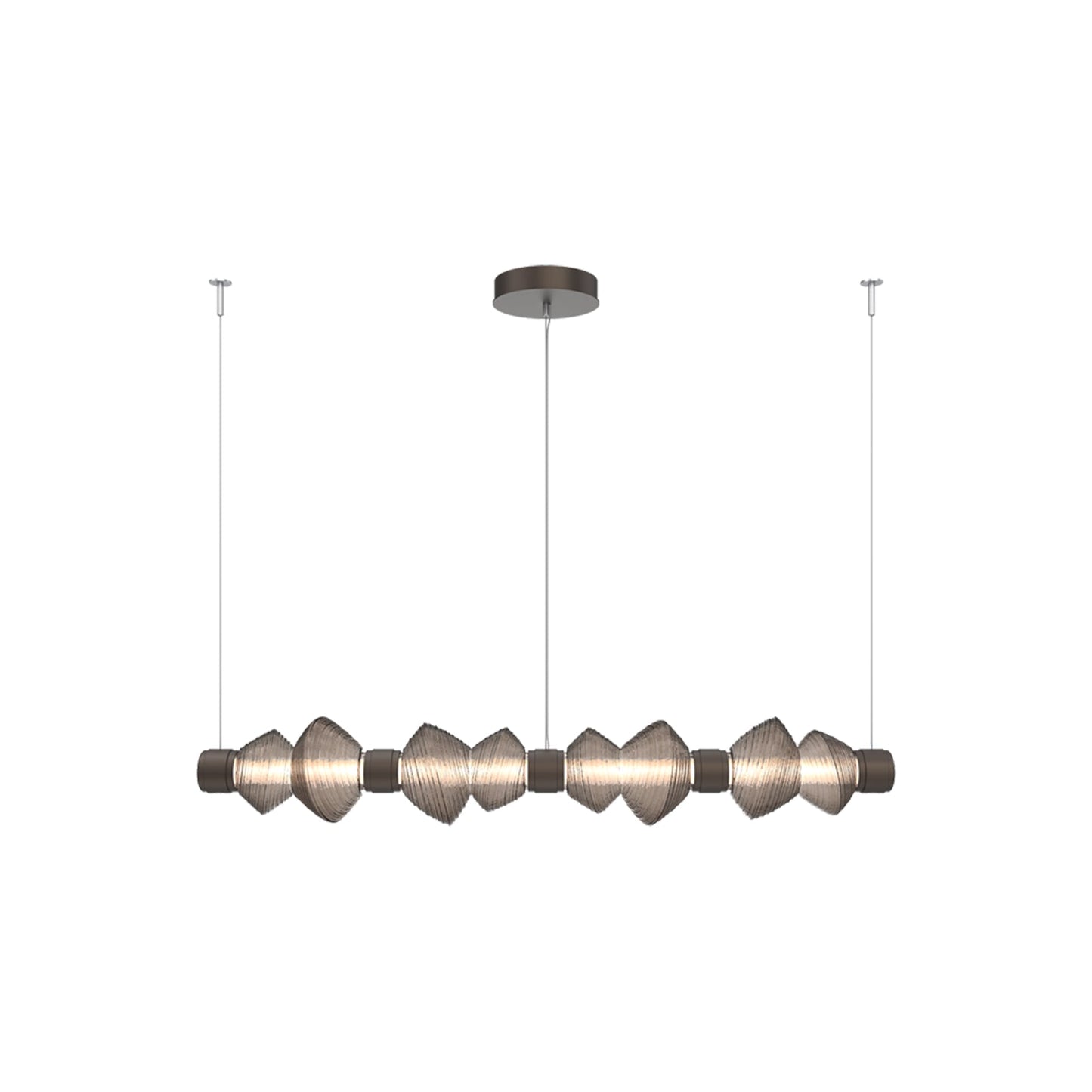 Mesa Mandrel Linear LED Chandelier in Flat Bronze/Bronze Blown Glass (53.3-Inch).