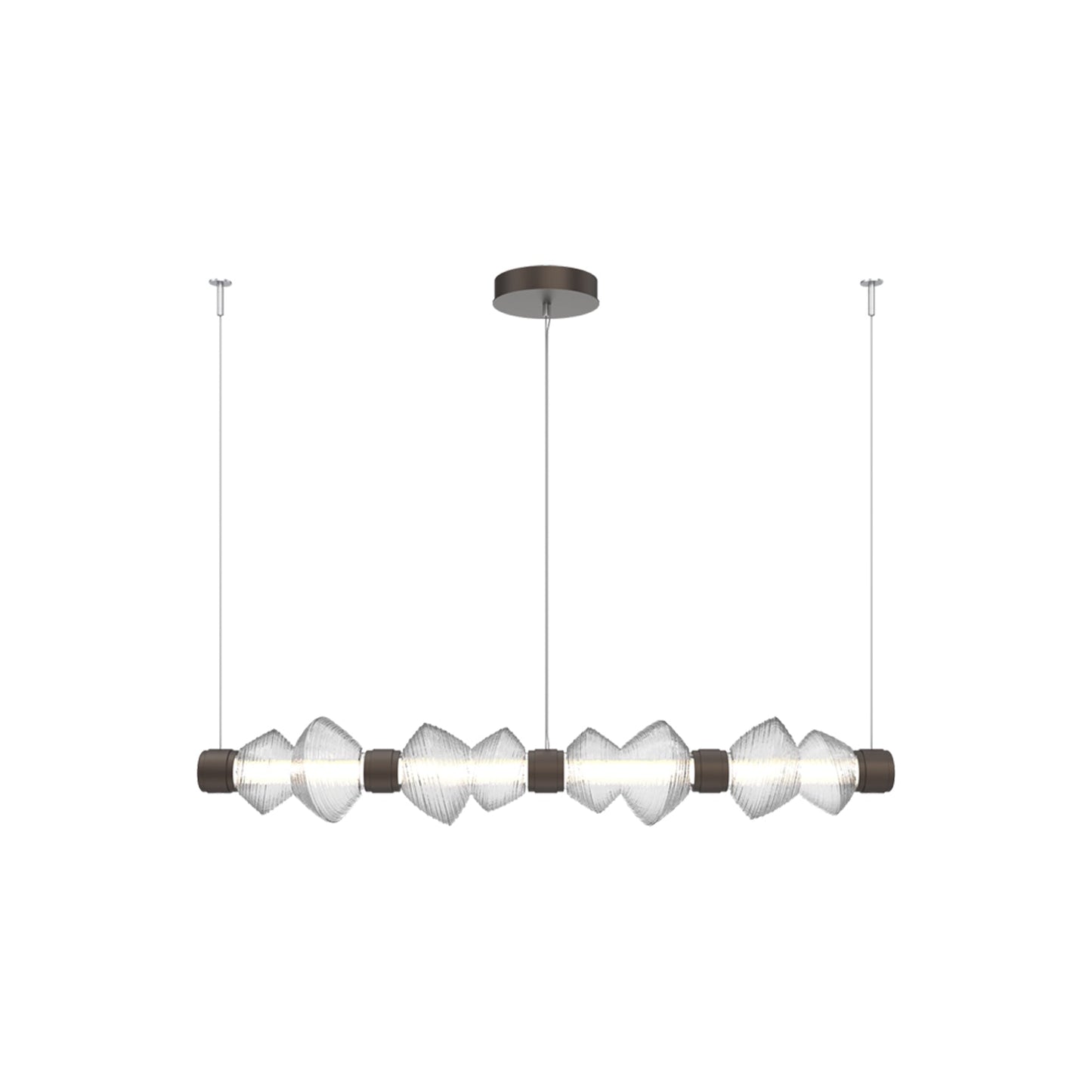 Mesa Mandrel Linear LED Chandelier in Flat Bronze/Clear Blown Glass (53.3-Inch).