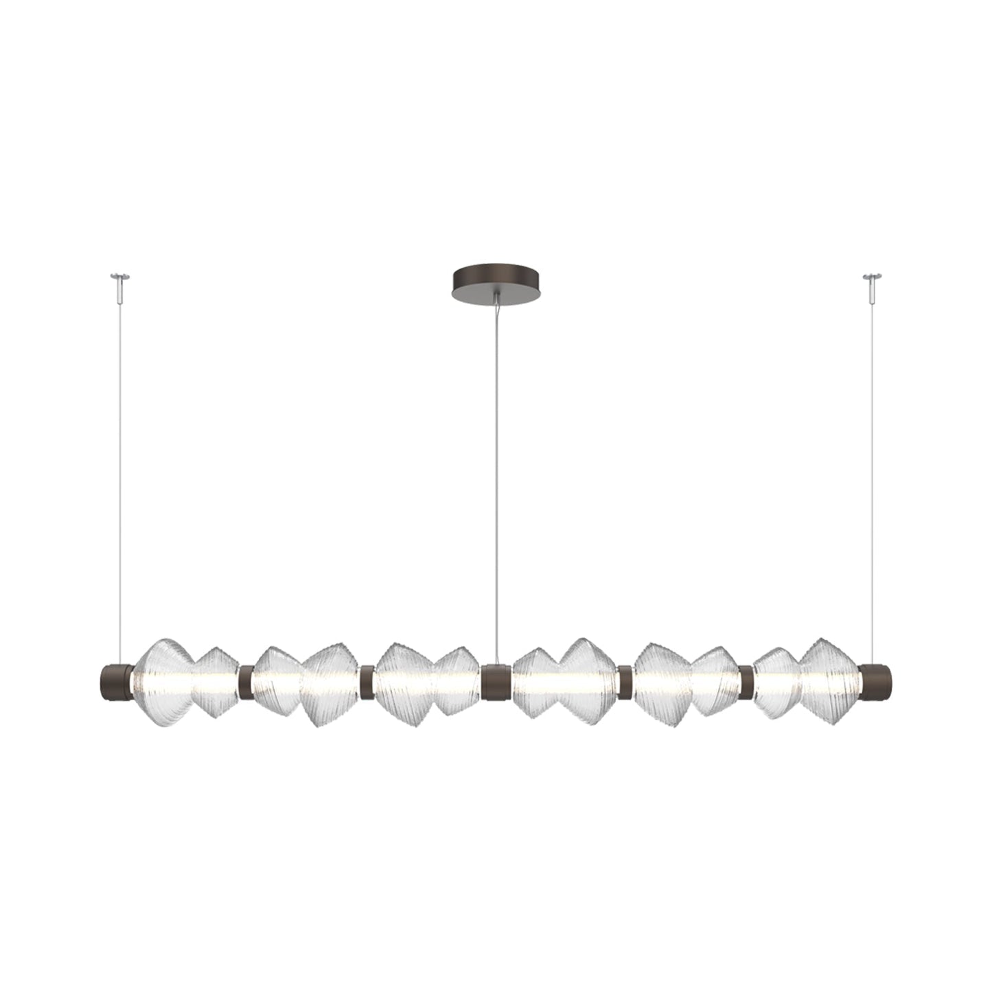 Mesa Mandrel Linear LED Chandelier in Flat Bronze/Clear Blown Glass (72.6-Inch).