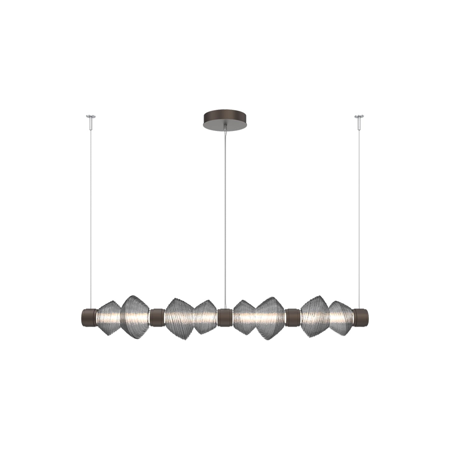 Mesa Mandrel Linear LED Chandelier in Flat Bronze/Smoke Blown Glass (53.3-Inch).
