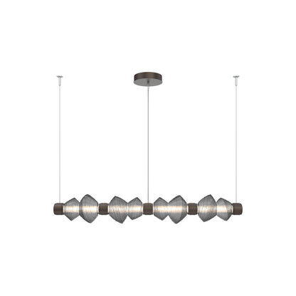 Mesa Mandrel Linear LED Chandelier in Flat Bronze/Smoke Blown Glass (53.3-Inch).