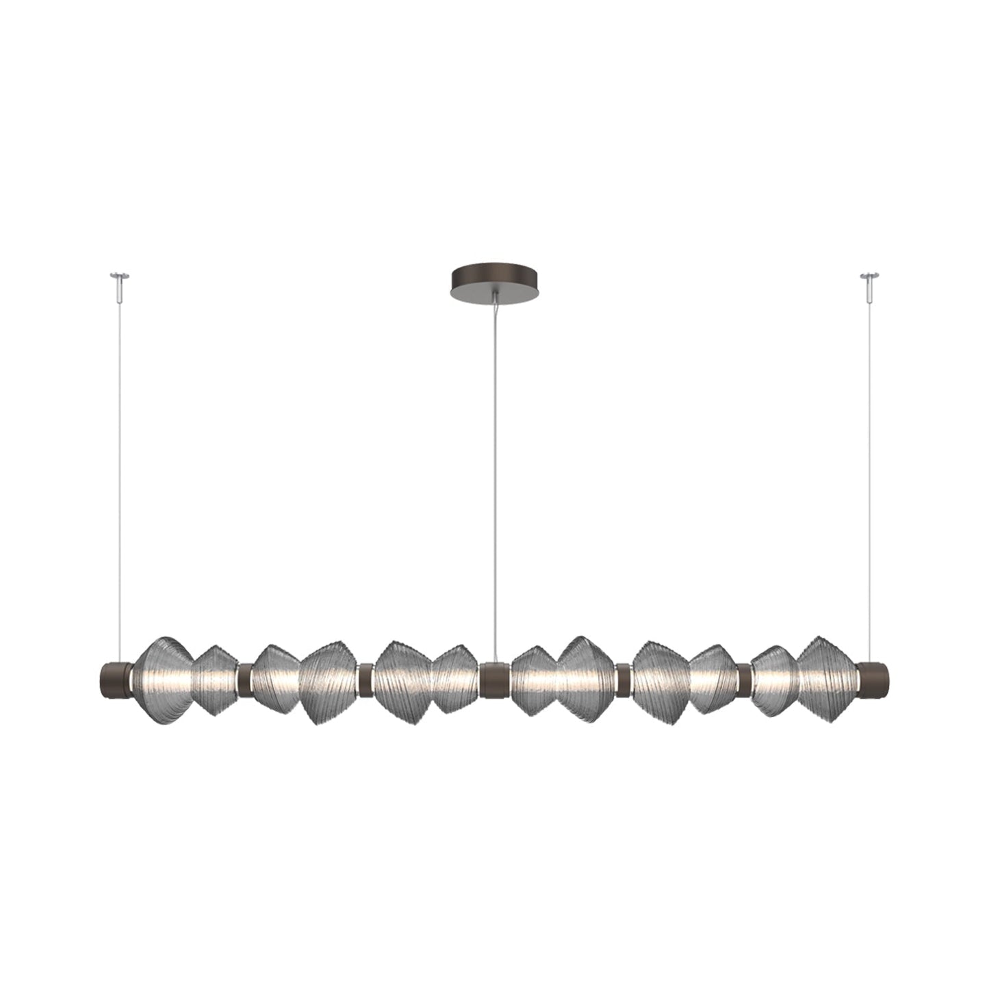 Mesa Mandrel Linear LED Chandelier in Flat Bronze/Smoke Blown Glass (72.6-Inch).