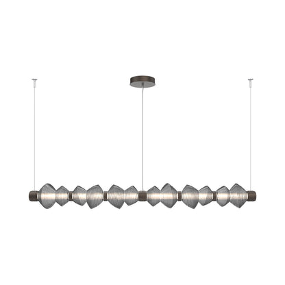 Mesa Mandrel Linear LED Chandelier in Flat Bronze/Smoke Blown Glass (72.6-Inch).