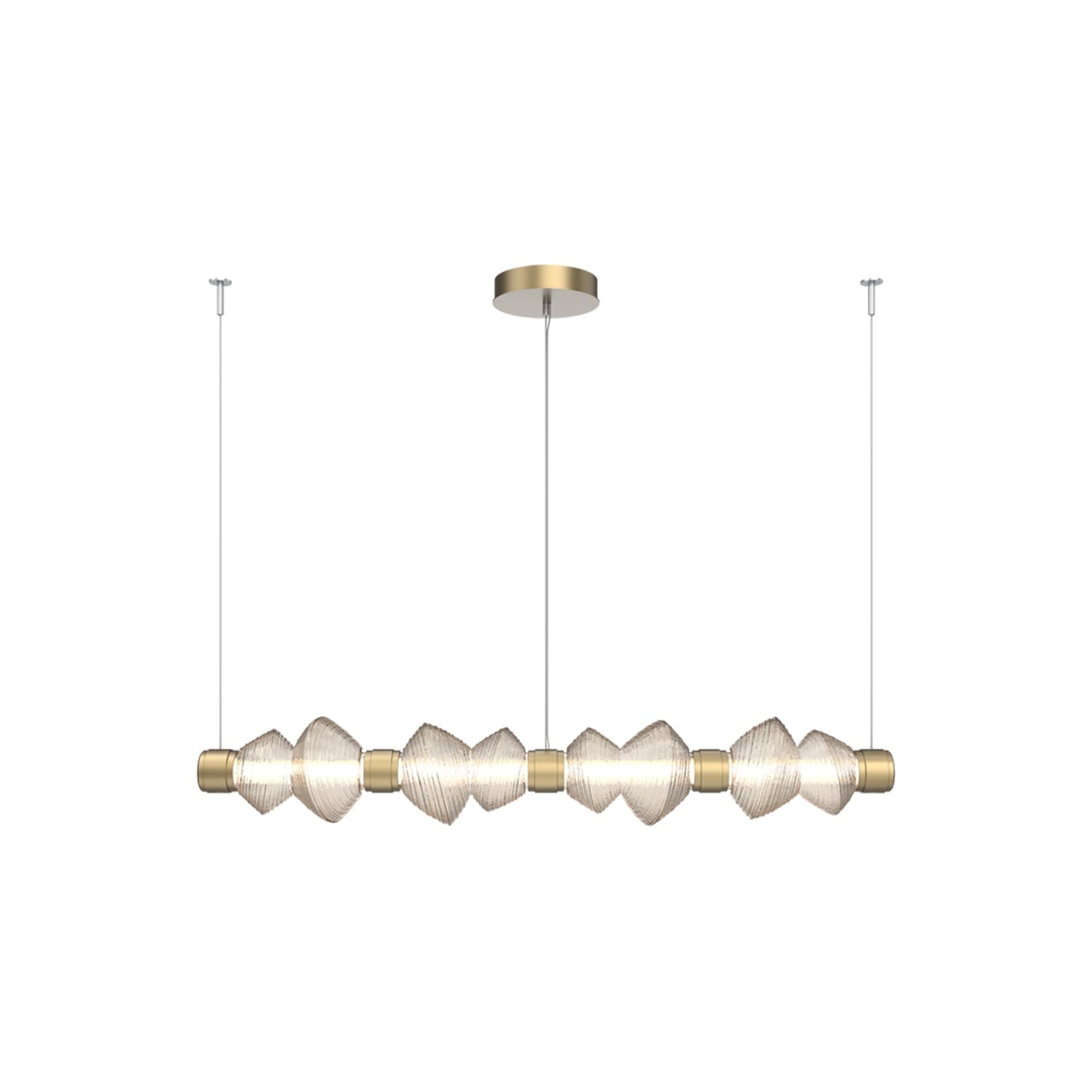 Mesa Mandrel Linear LED Chandelier in Gilded Brass/Amber Blown Glass (53.3-Inch).