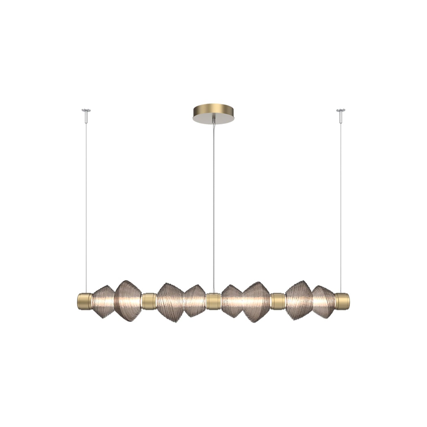 Mesa Mandrel Linear LED Chandelier in Gilded Brass/Bronze Blown Glass (53.3-Inch).